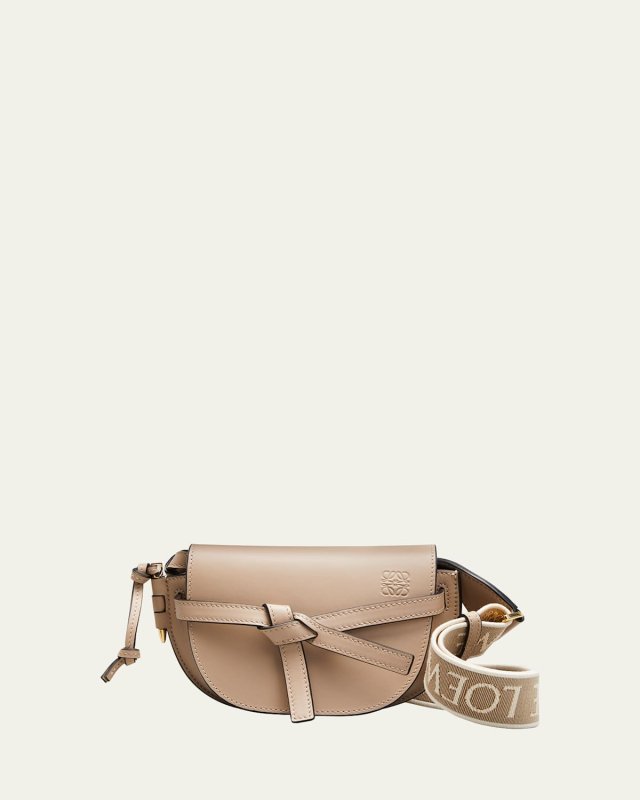 Gate Dual Mini Crossbody Bag in Leather with Jacquard Strap